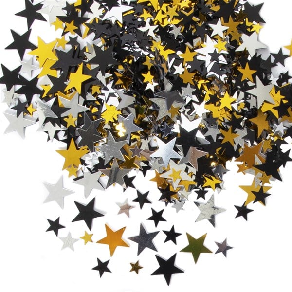 Black, Silver & Gold Super Stars Confetti