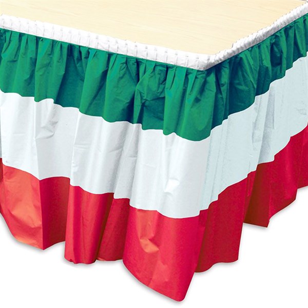 Red, White and Green Table Skirt