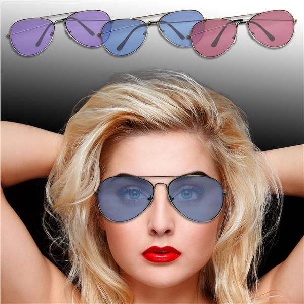 Colored Lens Aviator Sunglasses 12 Pack 