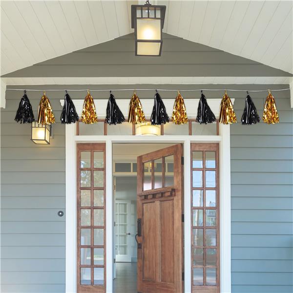 Black and deals gold tassel garland