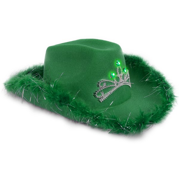 LED Green Cowboy Hat with Tiara