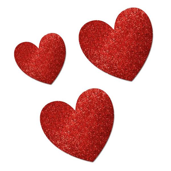 Red Glitter Heart Cutouts for Valentine's Day - 20 Pack
