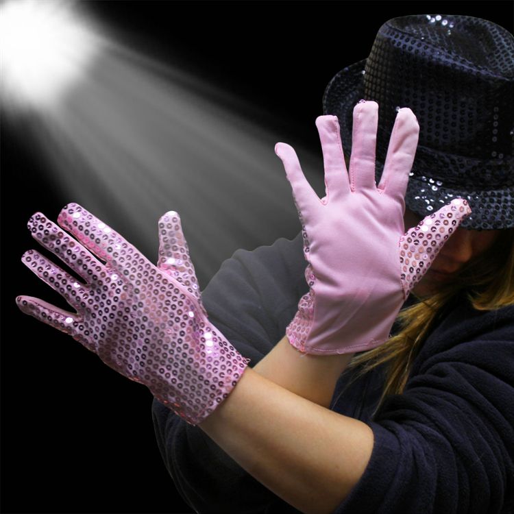 Pink Sequin Gloves - 1 Pair