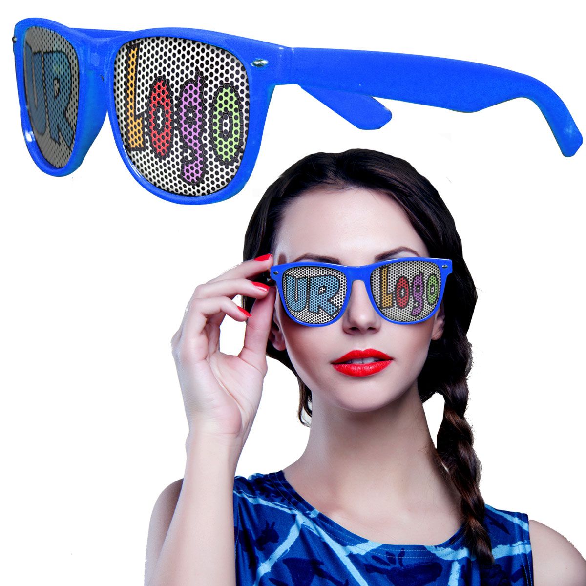 Blue Novelty Custom Sunglasses by Windy City Novelties