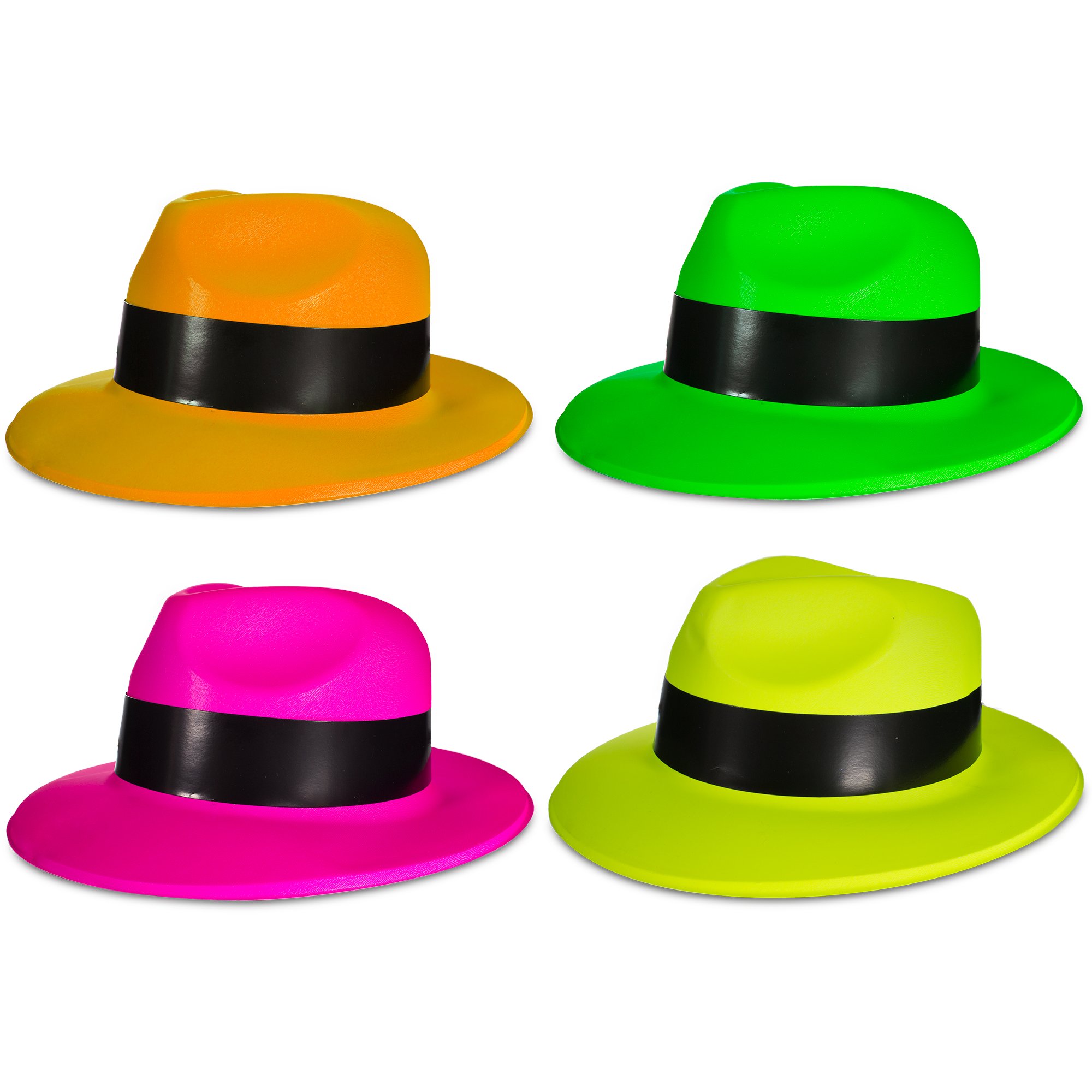 Neon Gangster Party Hats Fancy Dress Bright Hats Bulk Buy