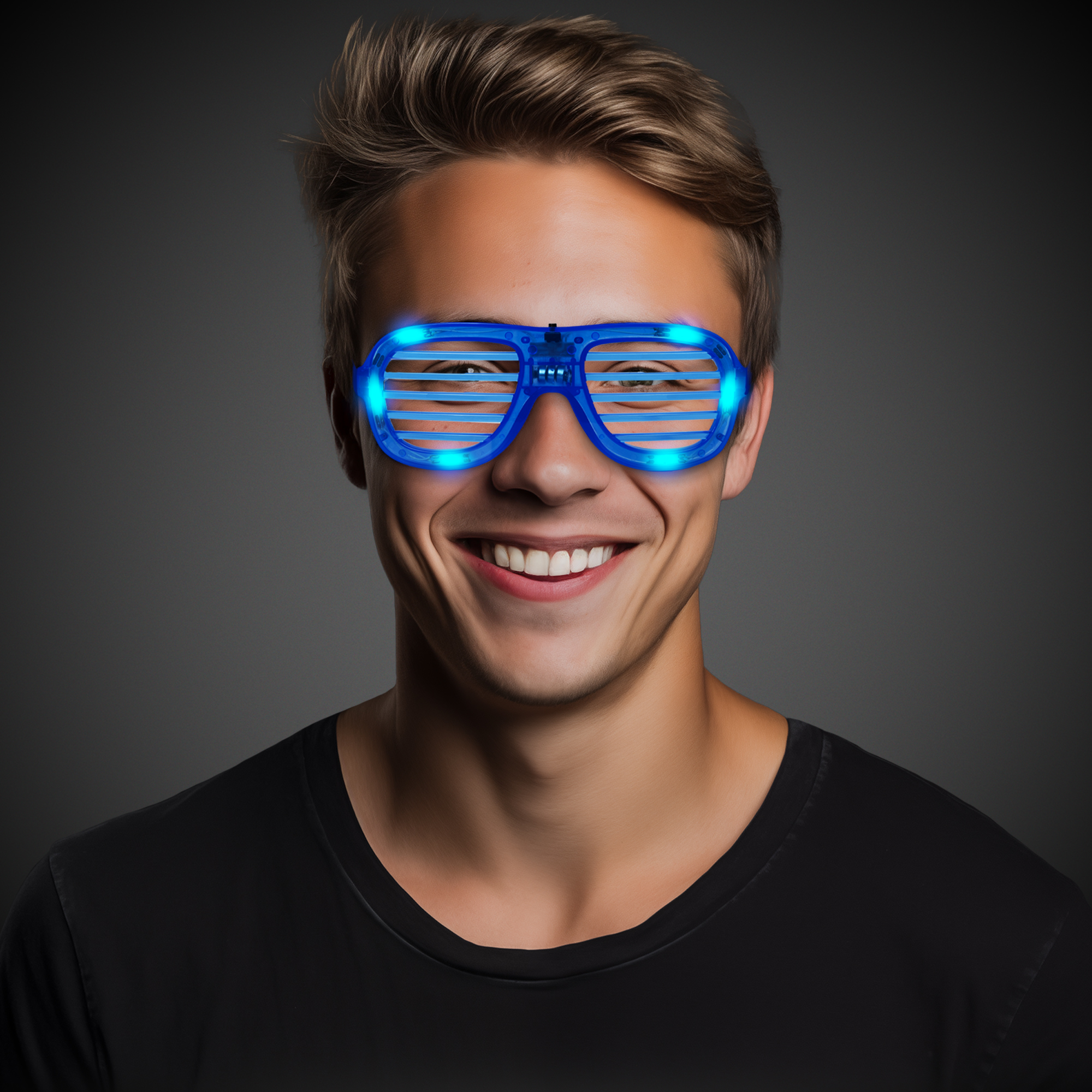 LED Blue Slotted Glasses by Windy City Novelties