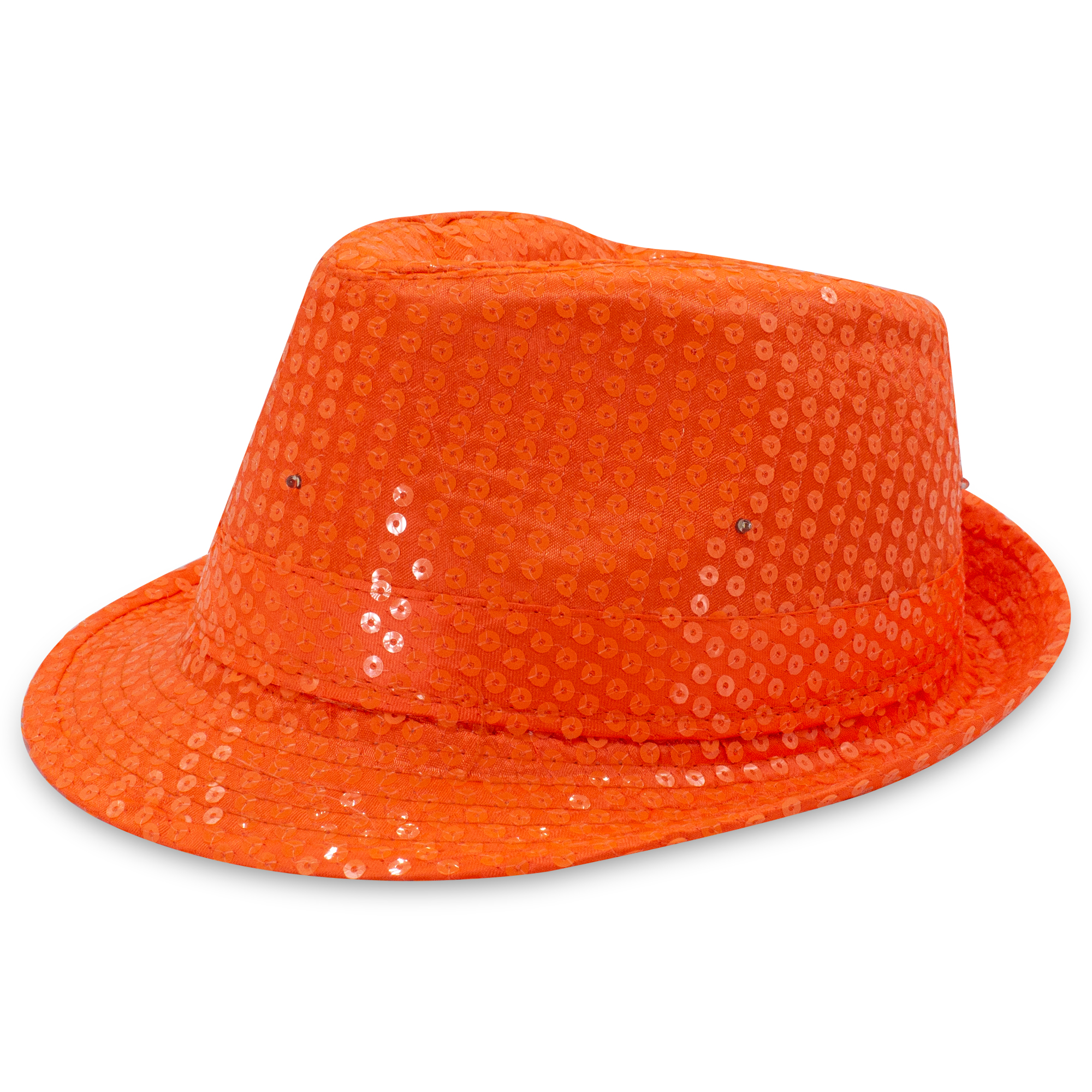 LED Orange Sequin Fedora Hat