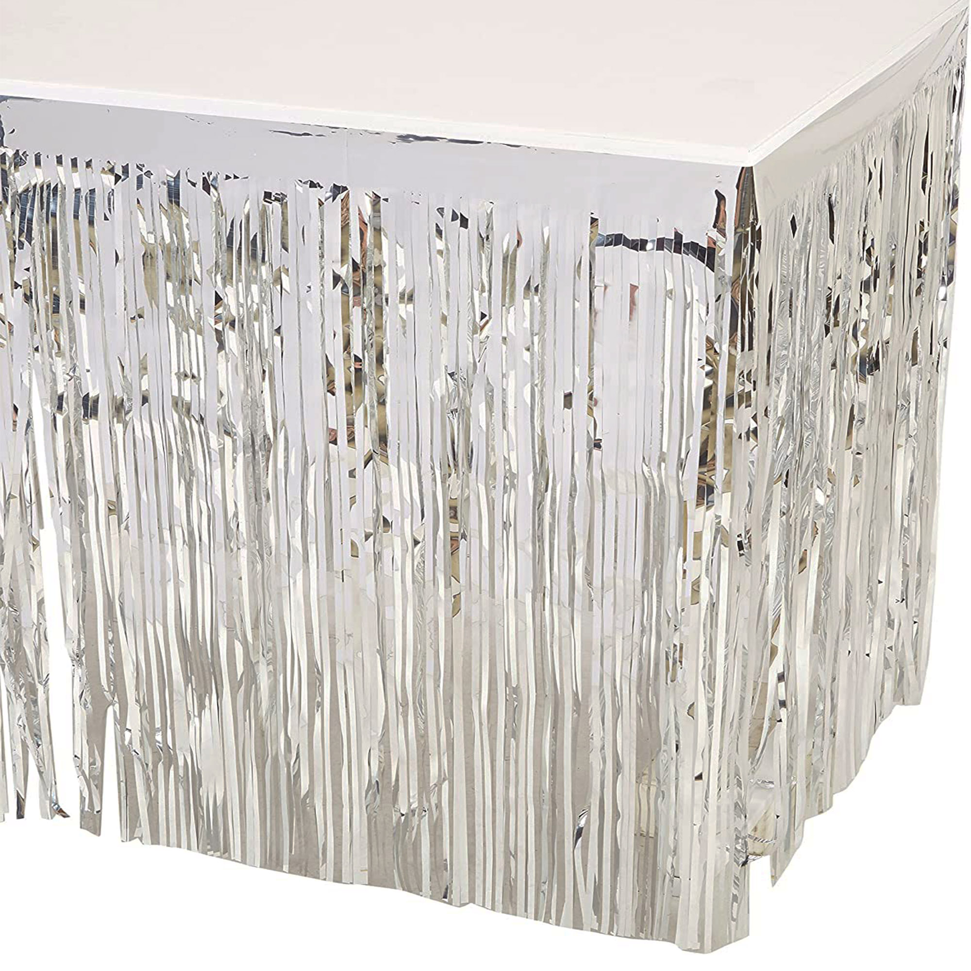 Silver metallic outlet table skirt