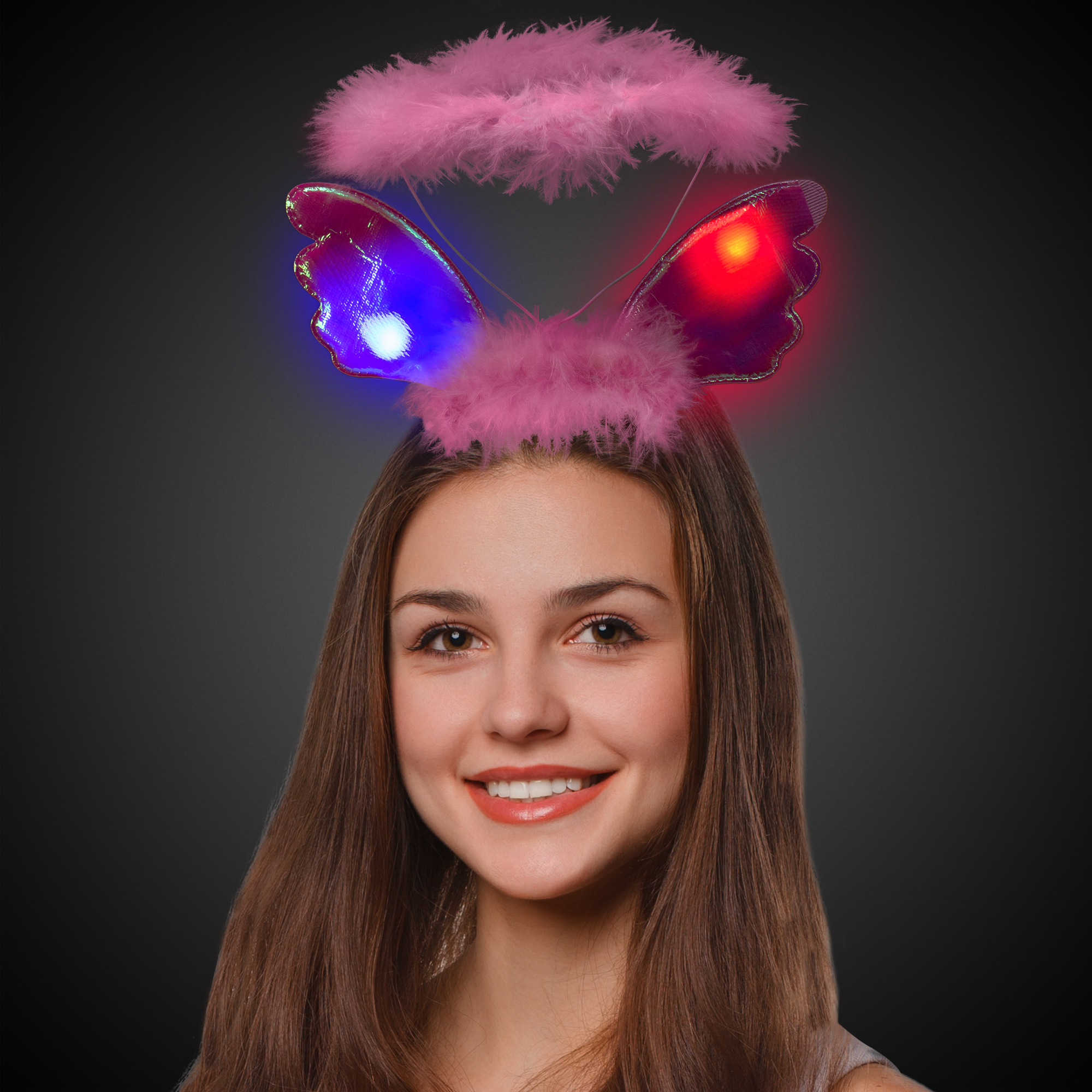 LED Pink Plush Angel Headband