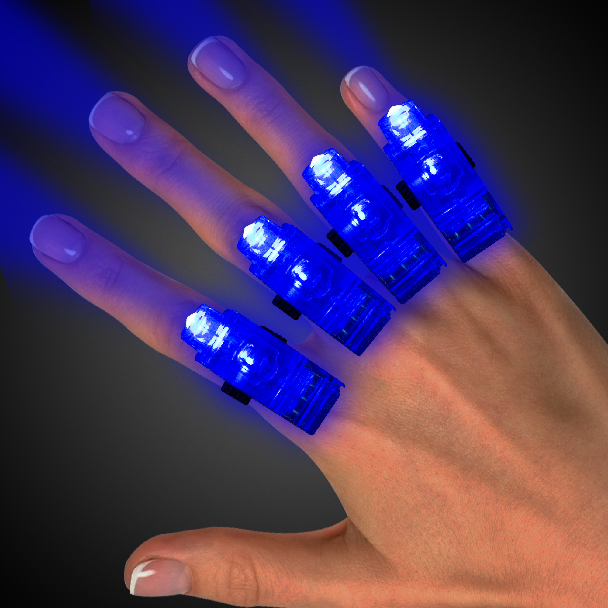 Blue LED Finger Light Rings-Unit of 36