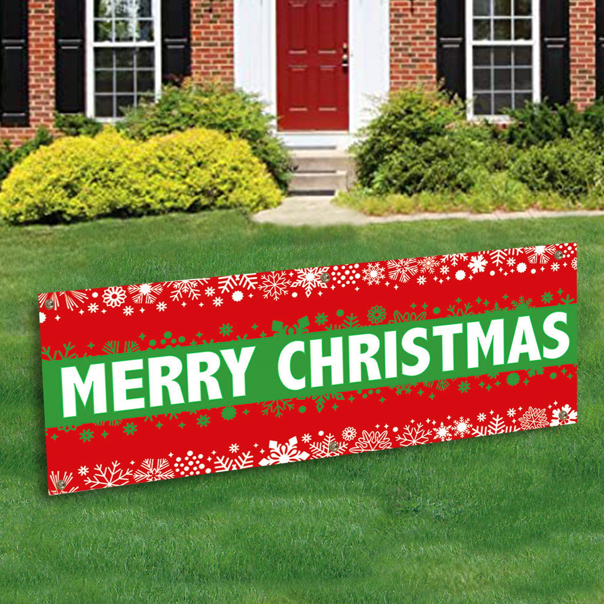 Grommets MERRY CHRISTMAS Holiday Party Decoration Outdoor Hanging Vinyl Banner 