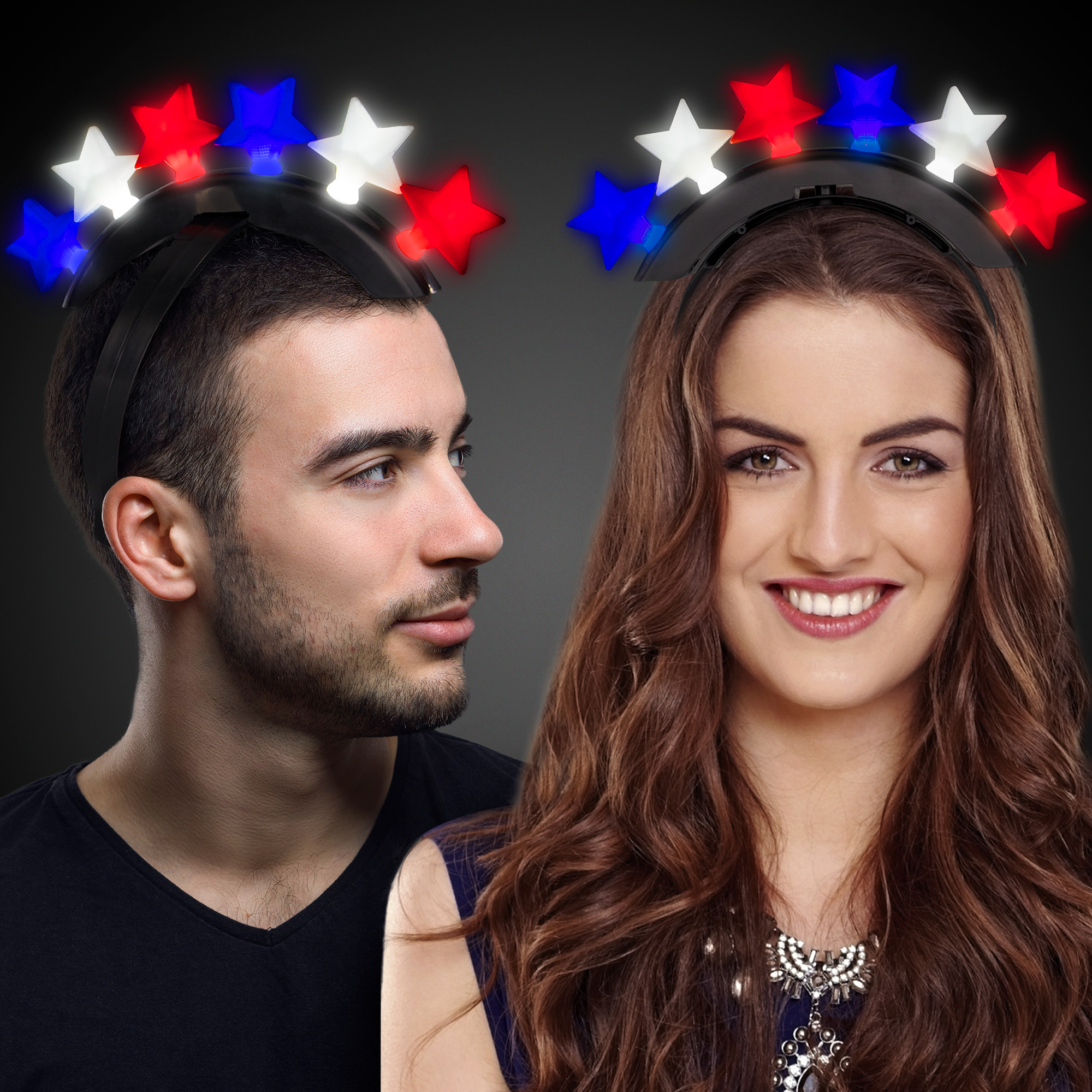 LED Patriotic Stars Mohawk Headband by Windy City Novelties