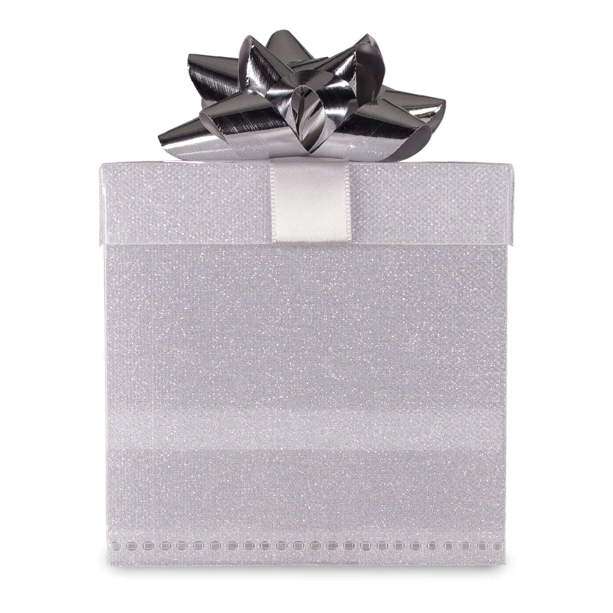 Light Up Silver Gift Box with Bow | Bulk Buy Gift Boxes