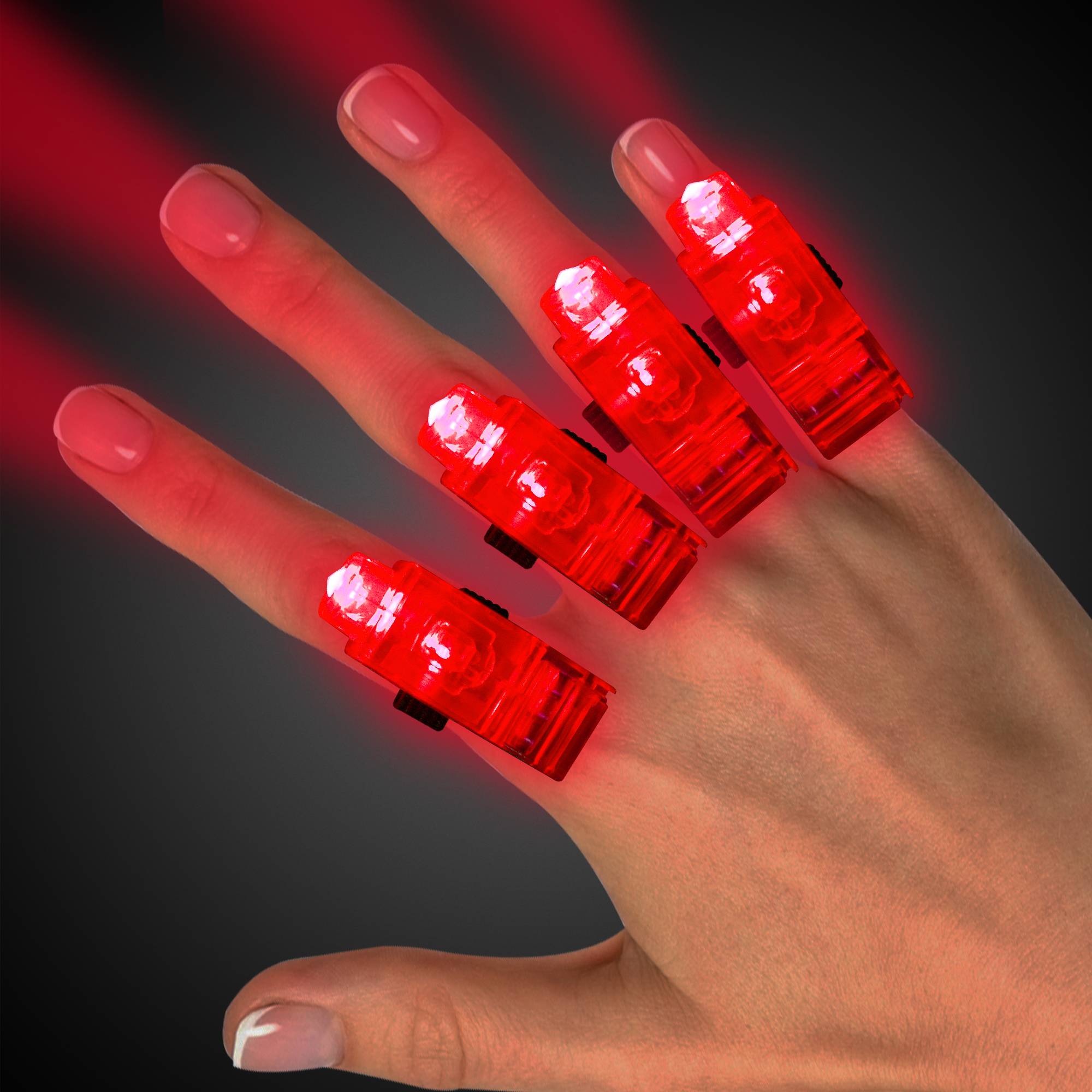 Red LED Finger Light Rings-Unit of 36