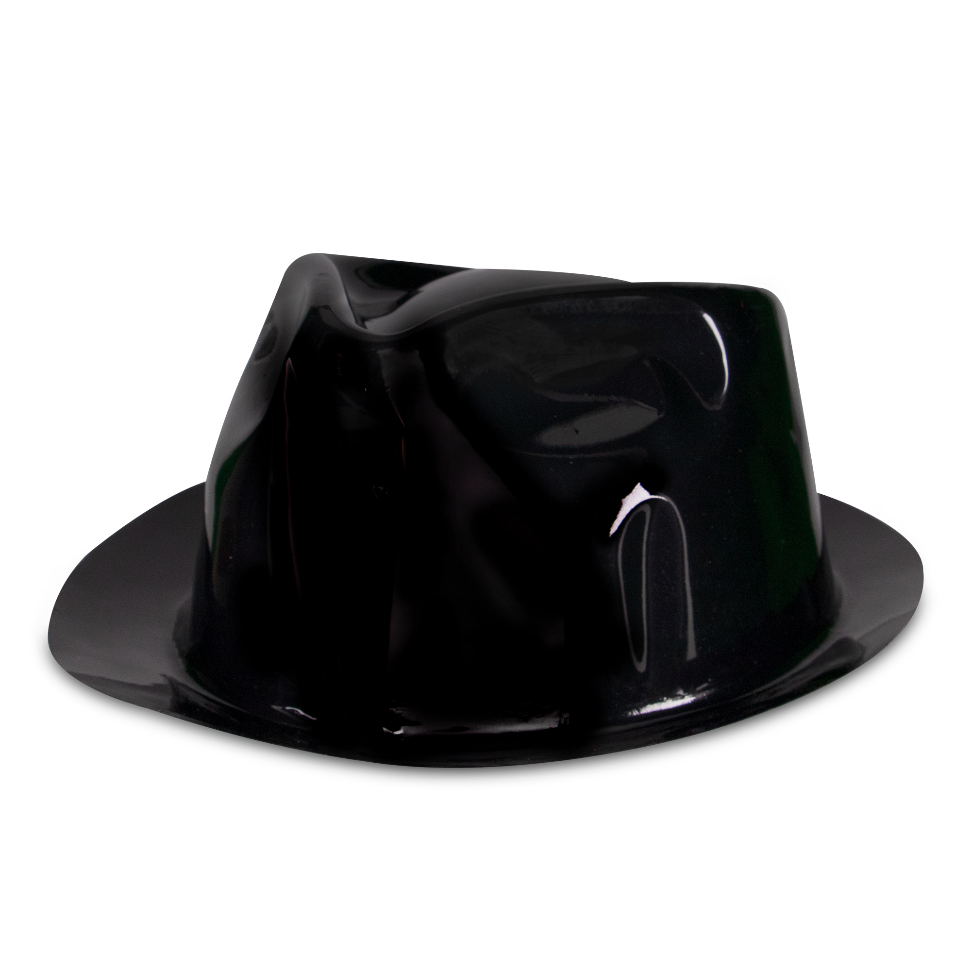 black plastic fedora hats